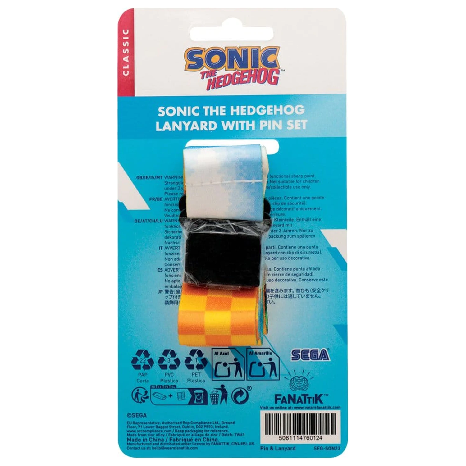Sonic The Hedgehog Schlüsselband & Pin-Anstecker-Set Produktfoto