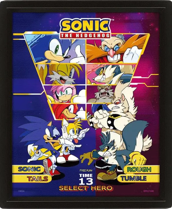 Sonic The Hedgehog 3D-Effekt Poster im Rahmen Select Your Fighter 26 x 20 cm termékfotó