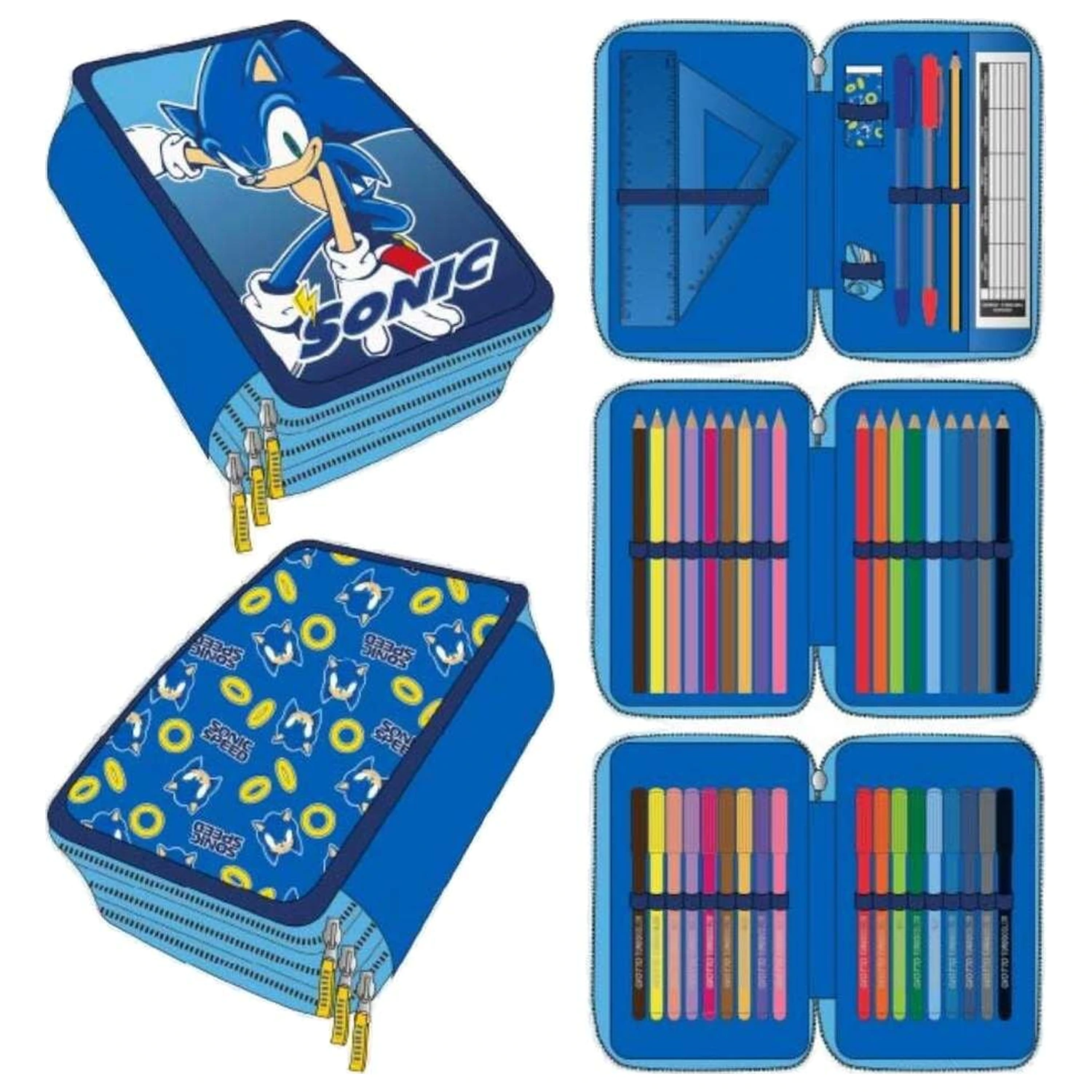 Sonic The Hedgehog dreifaches Federpölsterle Produktfoto