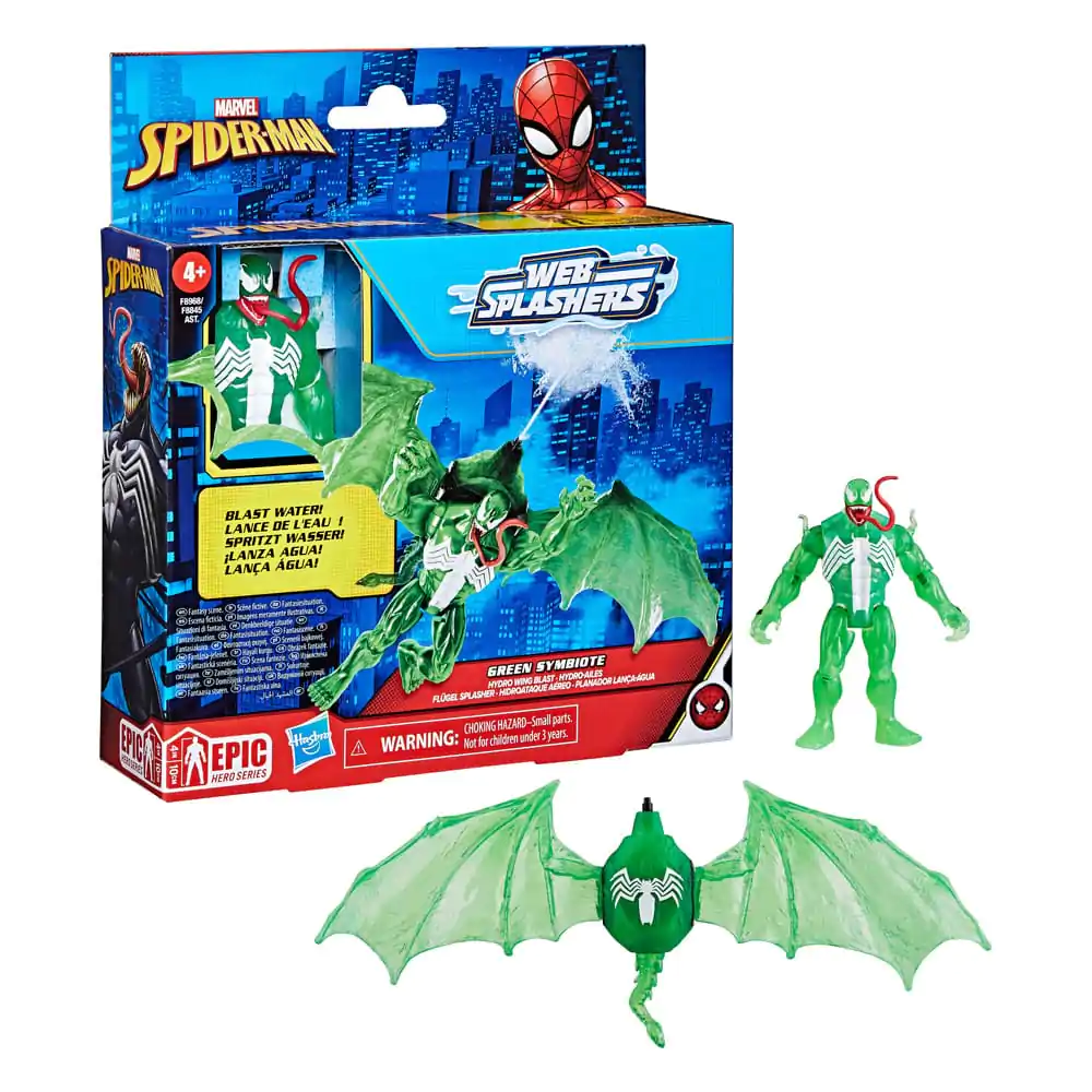 Spider-Man Epic Hero Series Web Splashers Actionfigur Green Symbiote Hydro Wing Blast 10 cm termékfotó