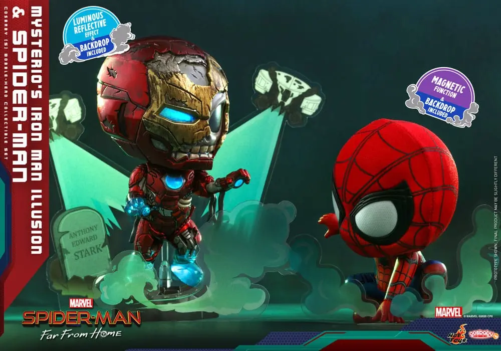Spider-Man: Far From Home Cosbaby (S) Minifiguren Mysterio's Iron Man Illusion & Spider-Man 10 cm termékfotó