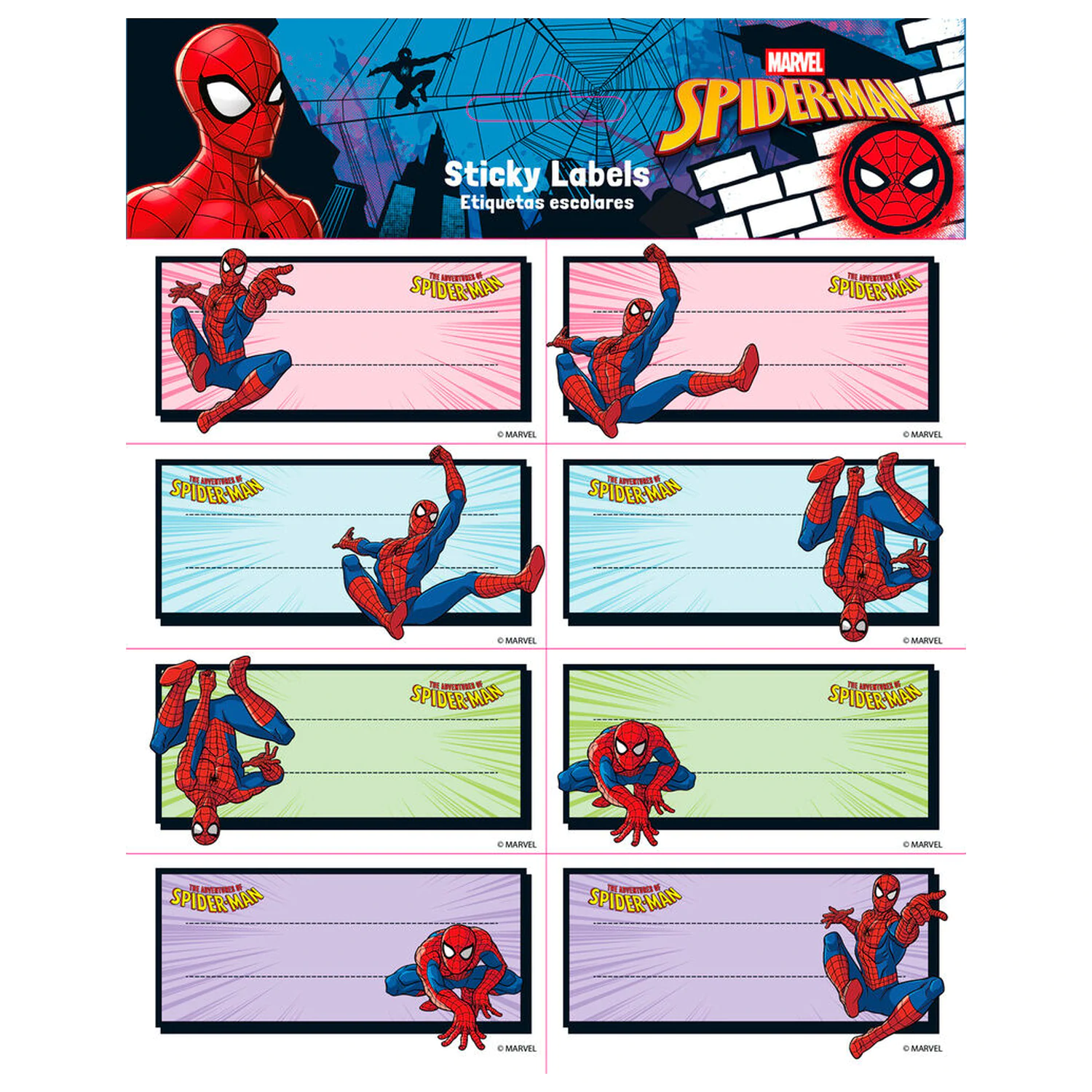 Marvel Spiderman Klebeetiketten Produktfoto