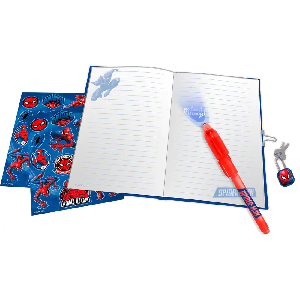 Marvel Spiderman Tagebuch und Magic Stift Produktfoto