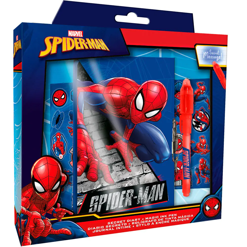 Marvel Spiderman Tagebuch und Magic Stift Produktfoto