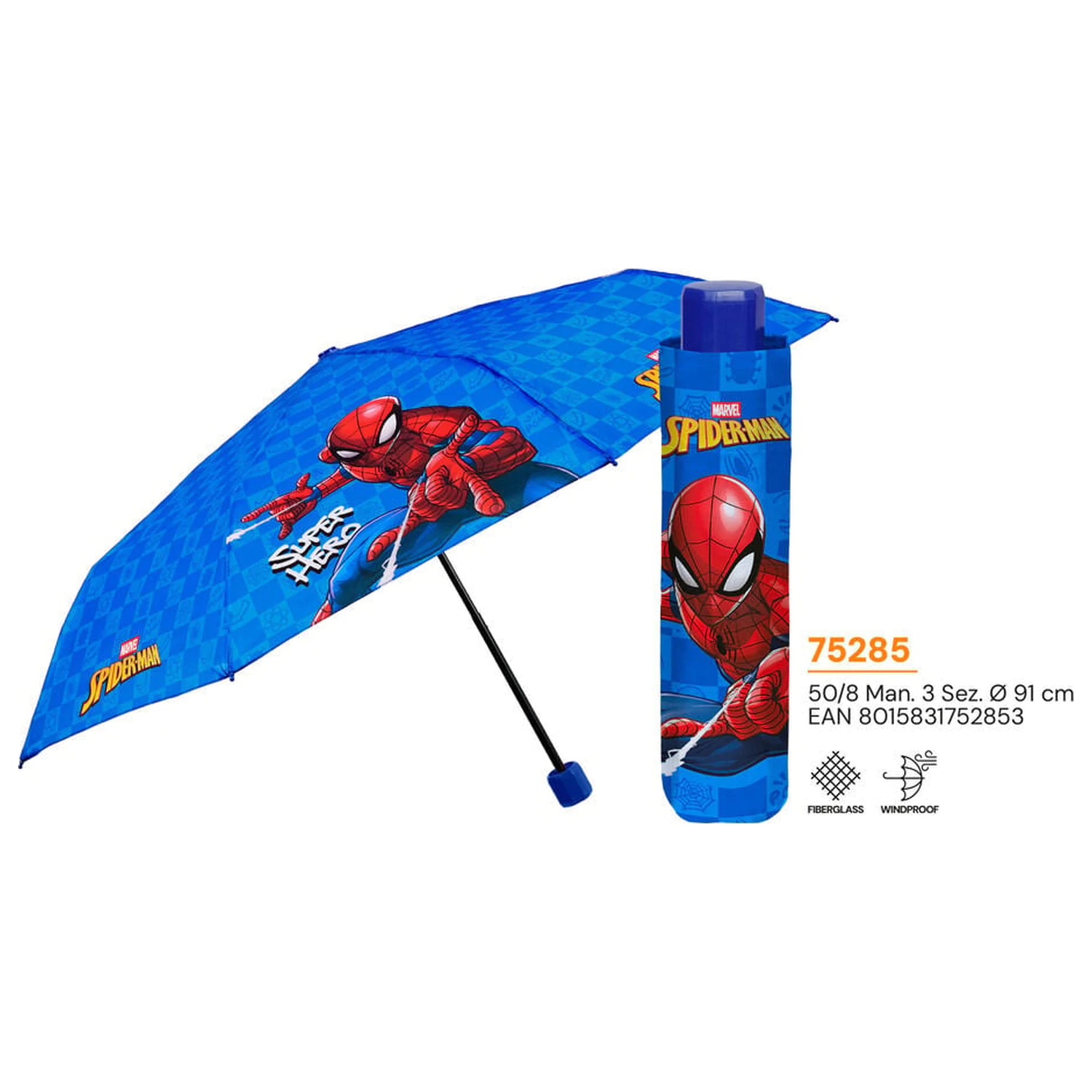 Marvel Spiderman manuell faltbarer Regenschirm 50cm Produktfoto
