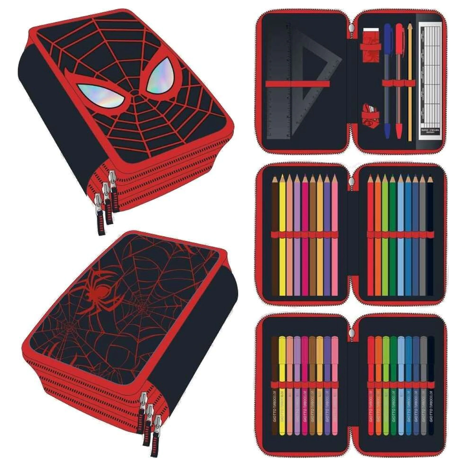 Marvel Spiderman Miles Morales Dreifach-Federmäppchen Produktfoto