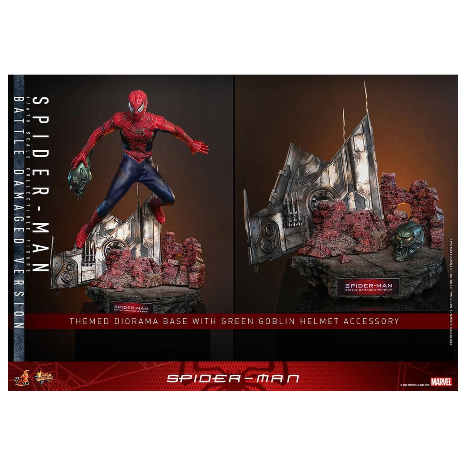 Spider-Man Movie Masterpiece Action-Figur 1/6 Spider-Man (Battle Damaged Version) 30 cm Produktfoto