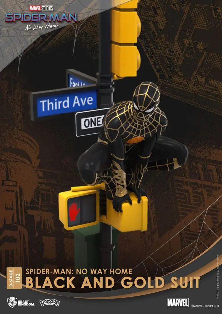 Spider-Man: No Way Home D-Stage PVC Diorama Spider-Man Black and Gold Suit 25 cm Produktfoto