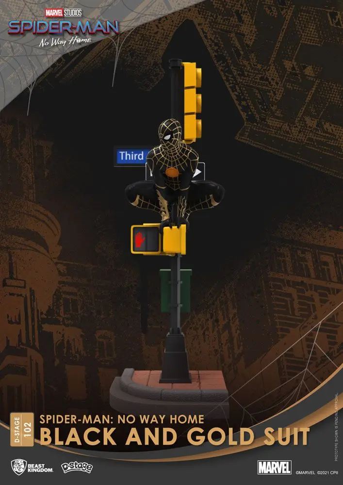 Spider-Man: No Way Home D-Stage PVC Diorama Spider-Man Black and Gold Suit 25 cm Produktfoto