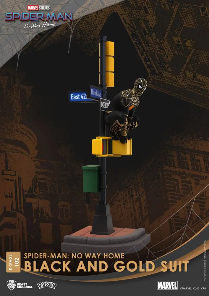 Spider-Man: No Way Home D-Stage PVC Diorama Spider-Man Black and Gold Suit 25 cm Produktfoto