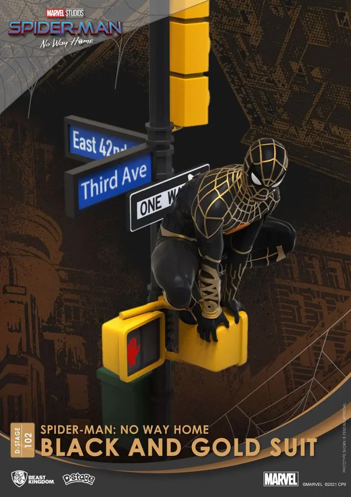 Spider-Man: No Way Home D-Stage PVC Diorama Spider-Man Black and Gold Suit 25 cm Produktfoto