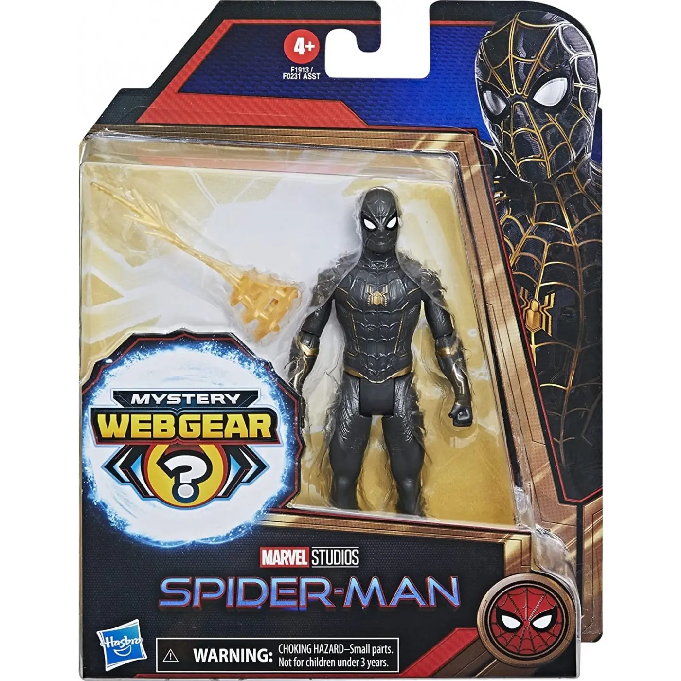 Spider-Man Pókember Black and Gold Suit Spider-Man Mystery Web Gear Actionfigur 13cm termékfotó