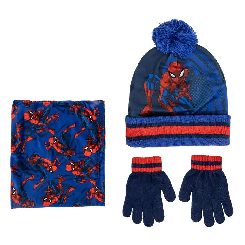 Marvel Spiderman Winter Set Schlauchschal Mütze Handschuhe Produktfoto