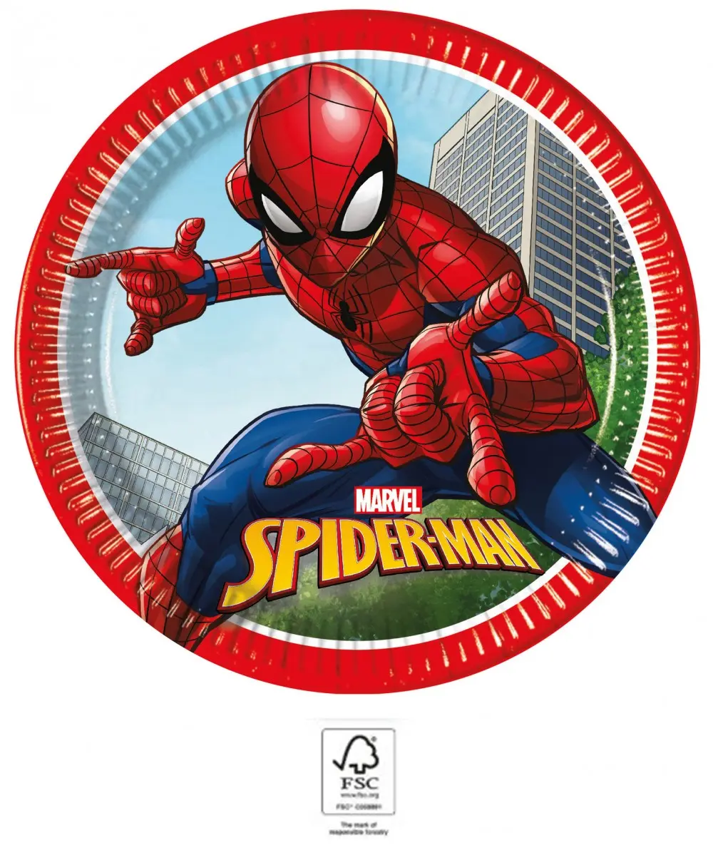 Spiderman Crime Fighter Pappteller 8 Stück 23 cm FSC Produktfoto
