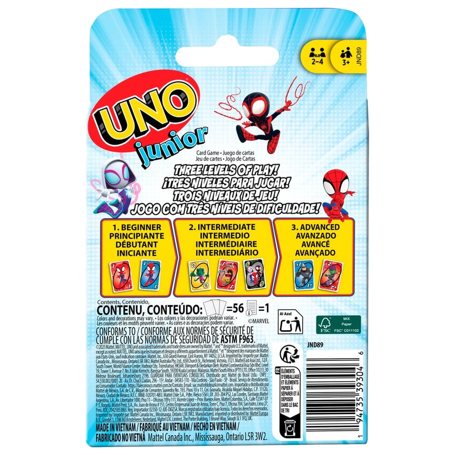 Spidey & His Amazing Friends UNO Junior Kartenspiel Produktfoto