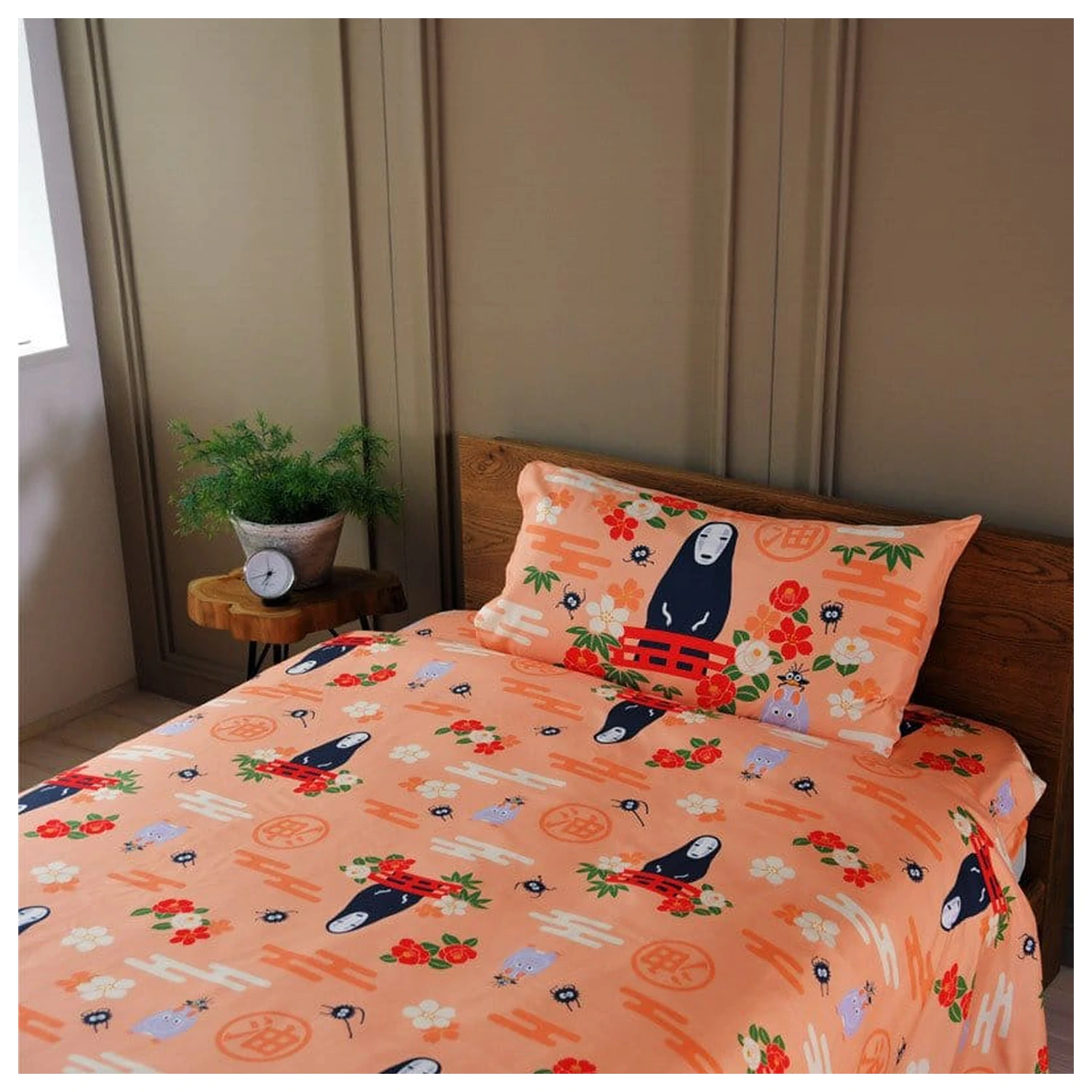 Spirited Away Natsu Bettbezug Set No Face & Flowers Produktfoto