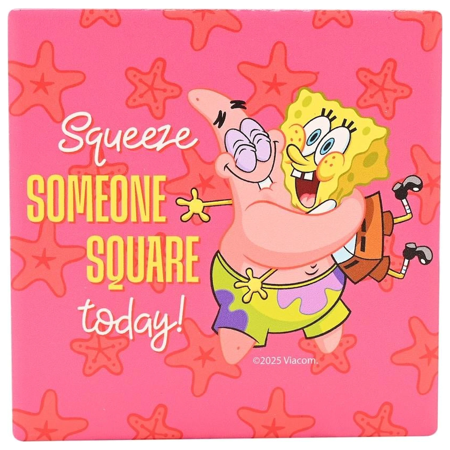 SpongeBob Hug Keramik quadratischer Untersetzer Produktfoto