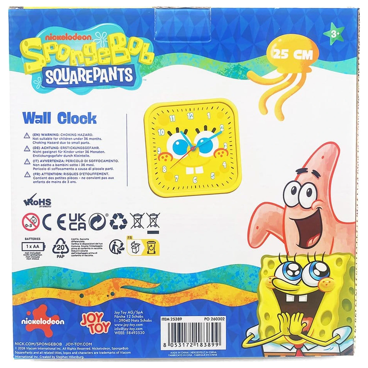 Spongebob Wanduhr quadratisch Spongebob Produktfoto