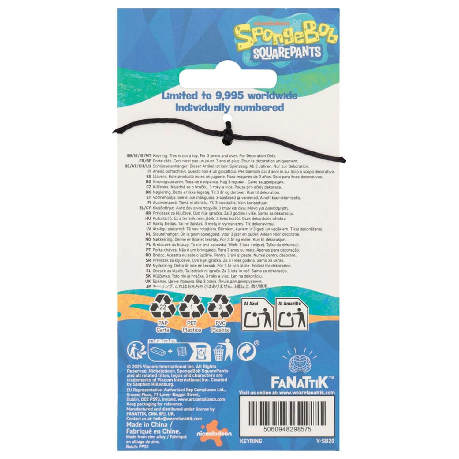 SpongeBob SquarePants Schlüsselanhänger Führerschein Limitierte Edition Produktfoto