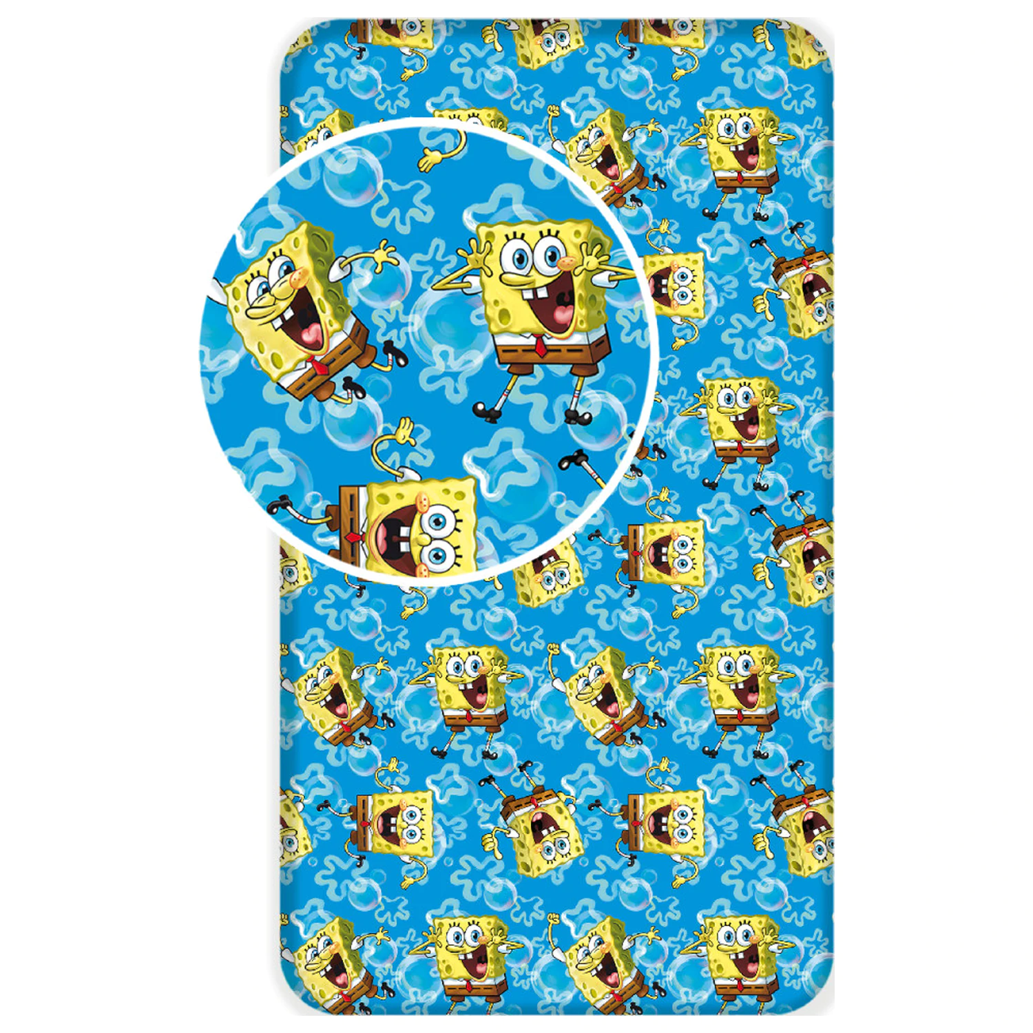 SpongeBob Blau elastisches Spannbetttuch Produktfoto