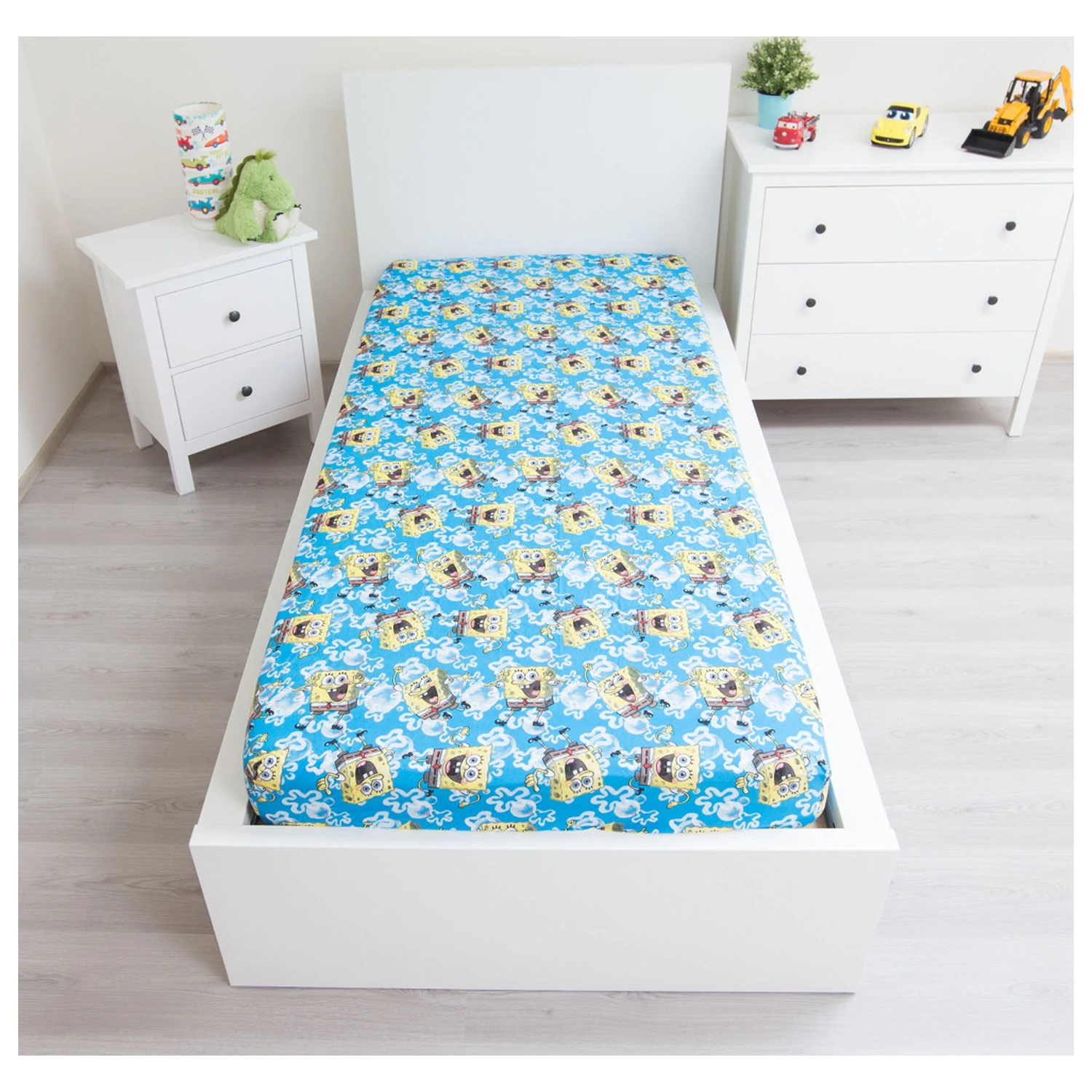 SpongeBob Blau elastisches Spannbetttuch Produktfoto