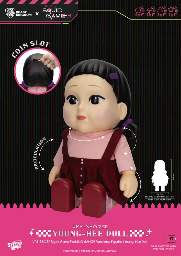 Squid Game Syaking Bang Figur/Sparbüchse Young-Hee Puppe Season 3 48 cm Produktfoto