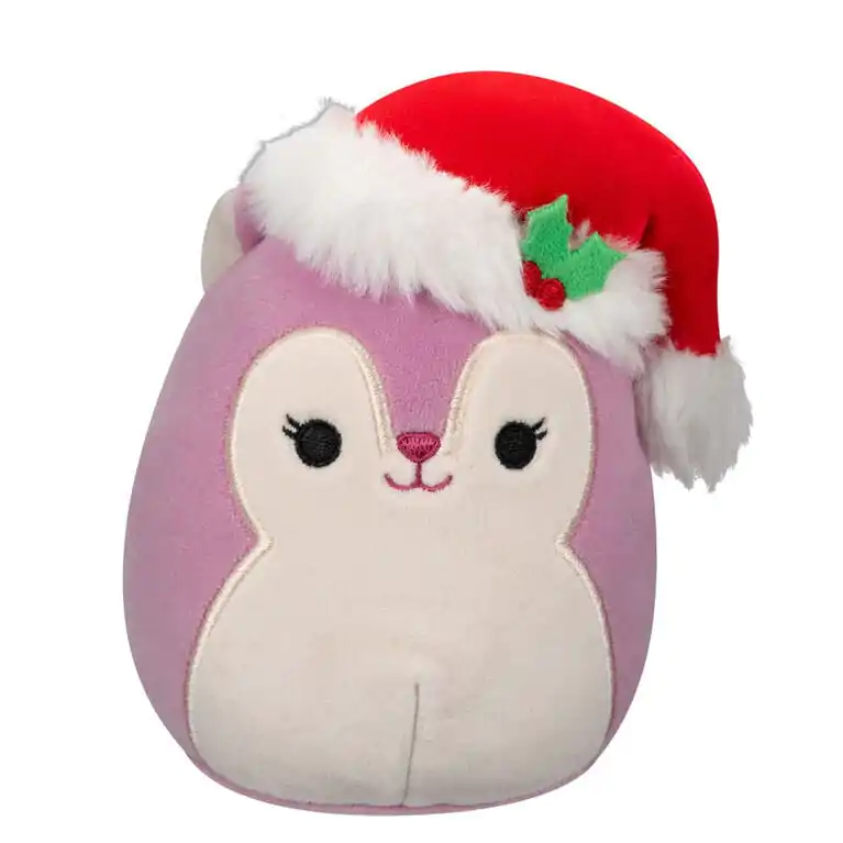 Squishmallows Plüschfigur Allina the Plum Squirrel with Santa Hat 12 cm Produktfoto