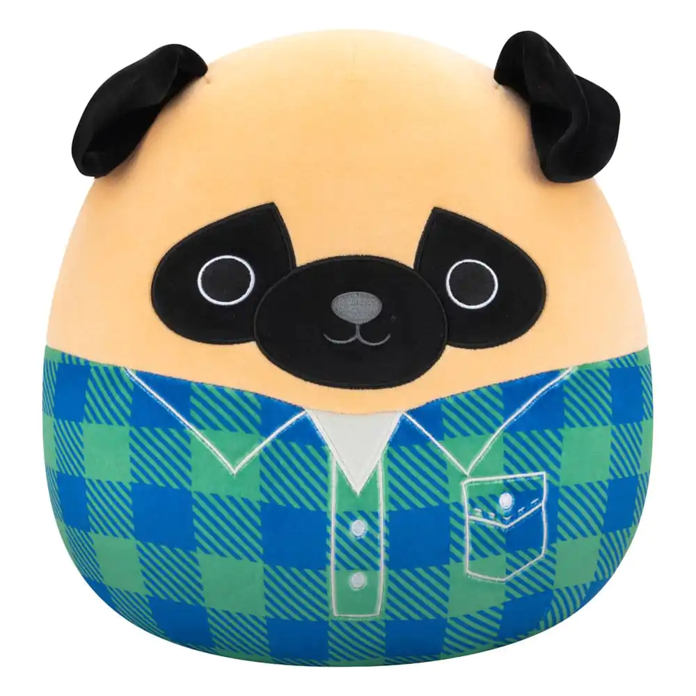 Squishmallows Plüschfigur Brown Pug in Green and Blue Flannel Shirt Prince 30 cm Produktfoto