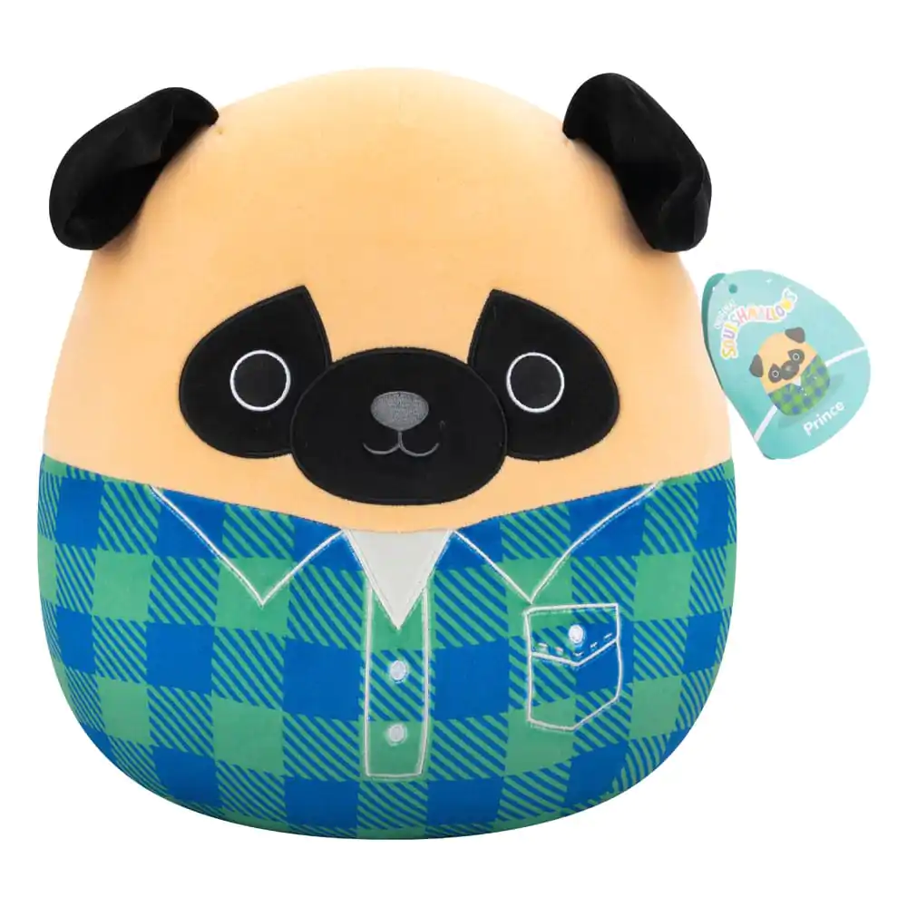 Squishmallows Plüschfigur Brown Pug in Green and Blue Flannel Shirt Prince 30 cm Produktfoto