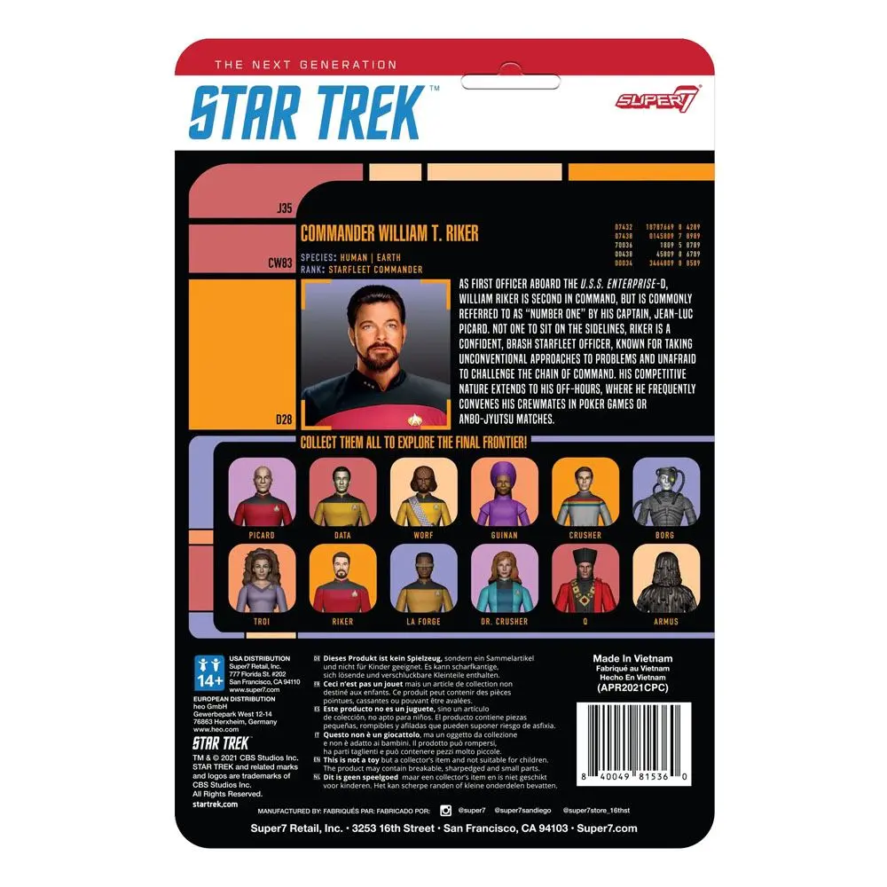 Star Trek: The Next Generation ReAction Actionfigur Wave 2 Commander Riker 10 cm Produktfoto