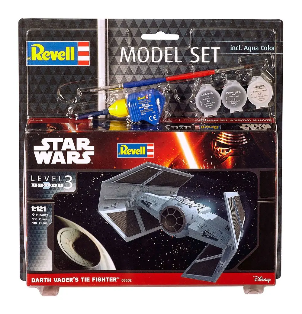 Star Wars Modellbausatz 1/121 Model Set Darth Vader's TIE Fighter 7 cm Produktfoto