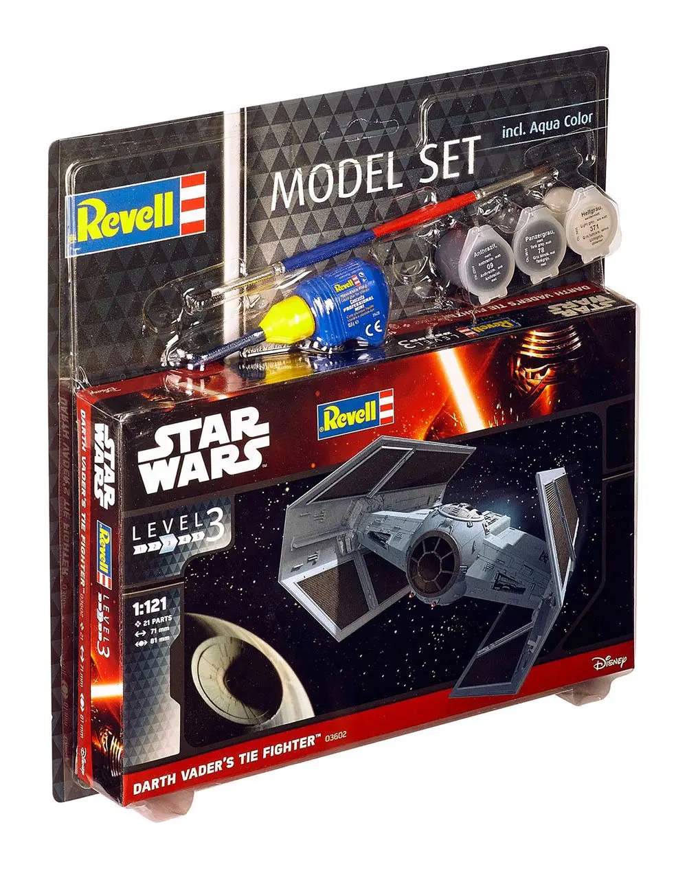 Star Wars Modellbausatz 1/121 Model Set Darth Vader's TIE Fighter 7 cm Produktfoto