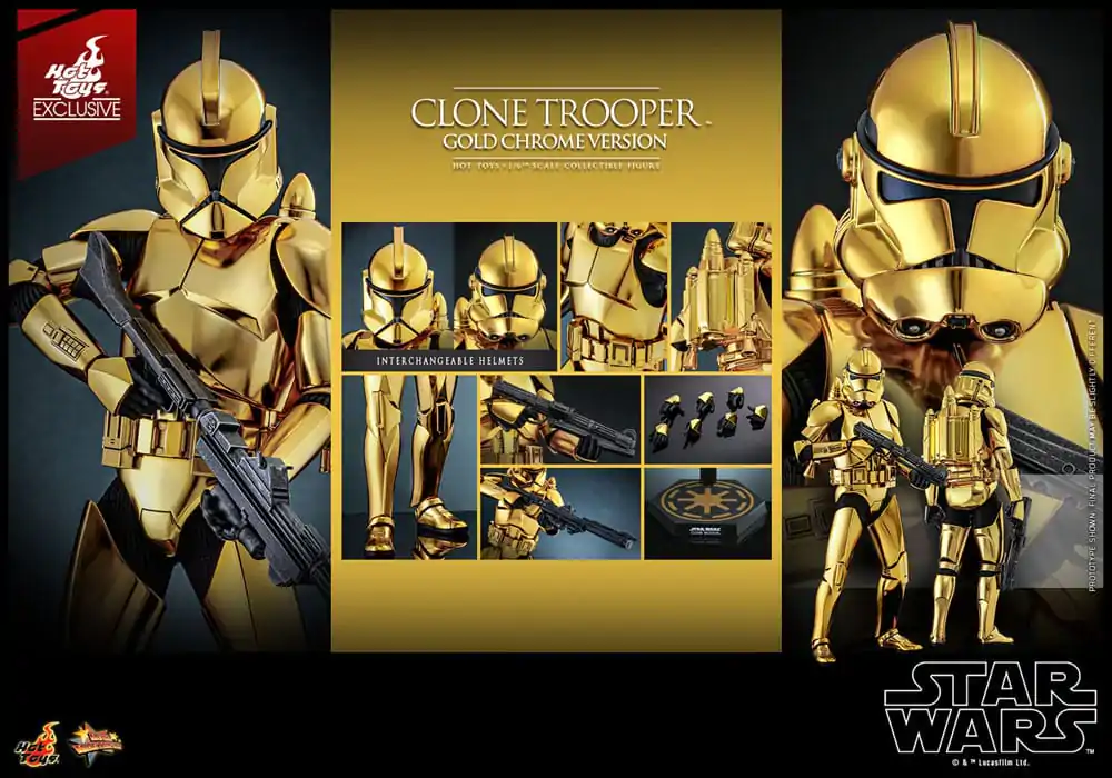 Star Wars Actionfigur 1/6 Clone Trooper (Gold Chrome Version) Exclusive 30 cm termékfotó