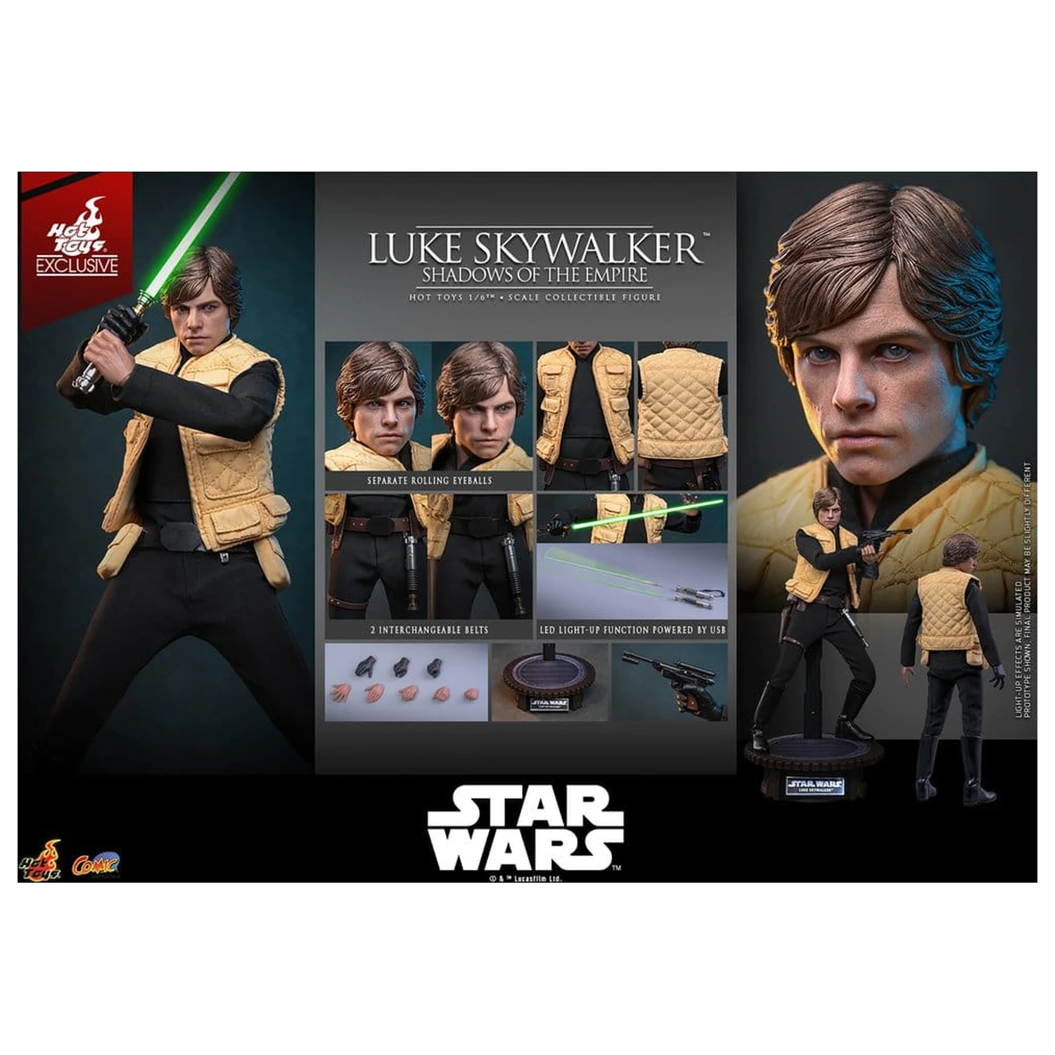Star Wars Comic Masterpiece Action Figur 1/6 Luke Skywalker (Shadows Of The Empire) (Hot Toys Exclusive) 28 cm Produktfoto