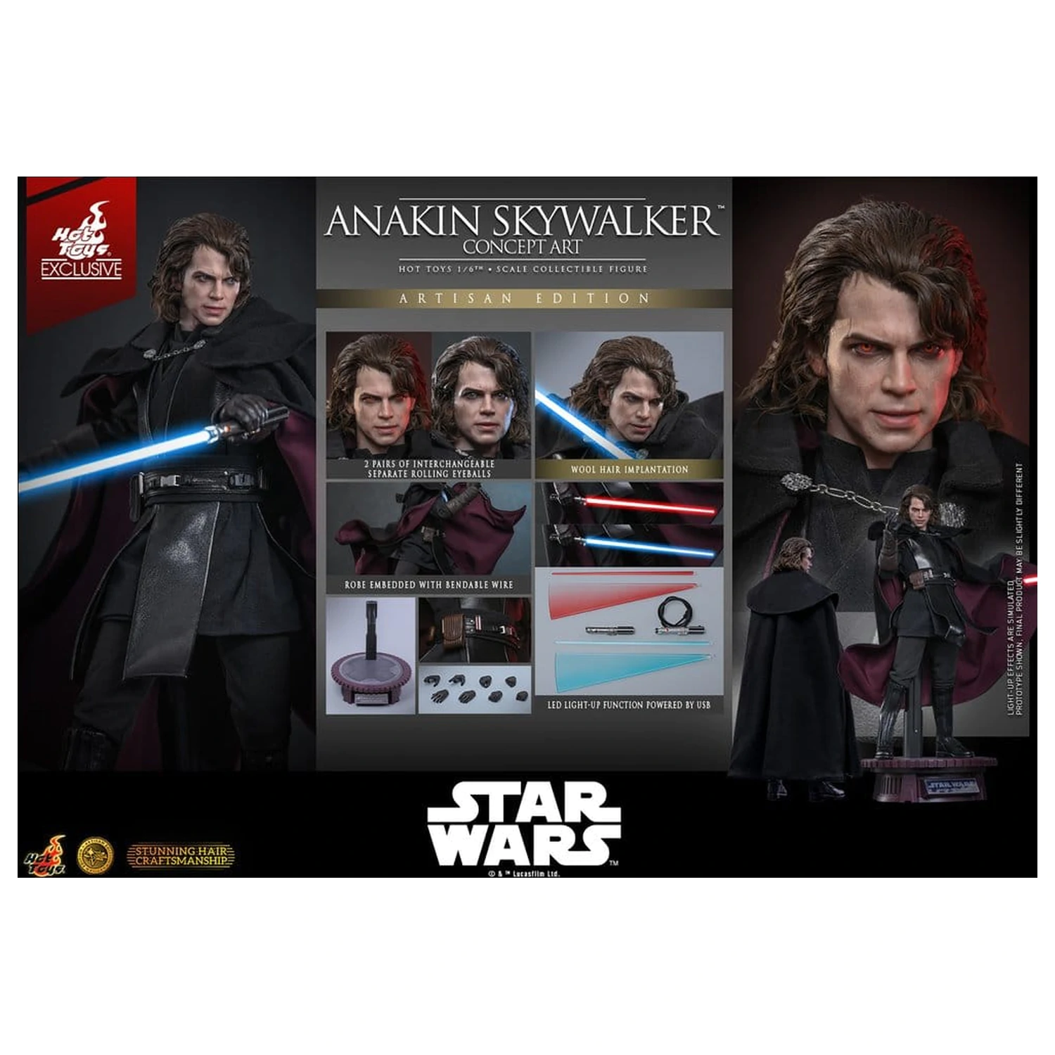 Star Wars Episode III: Revenge Of The Sith Film Meisterstück Actionfigur 1/6 Anakin Skywalker (Concept Art Version) (Artisan Edition) Hot Toys Exklusiv 31 cm Produktfoto