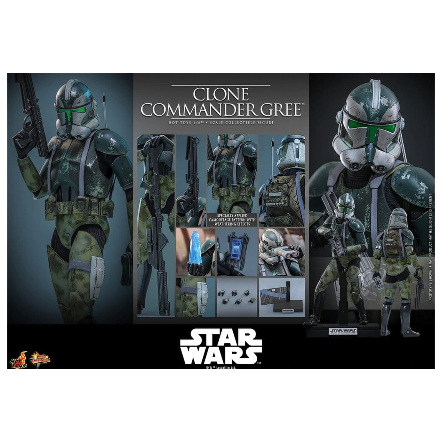 Star Wars Movie Masterpiece Actionfigur 1/6 Clone Commander Gree 30 cm Produktfoto