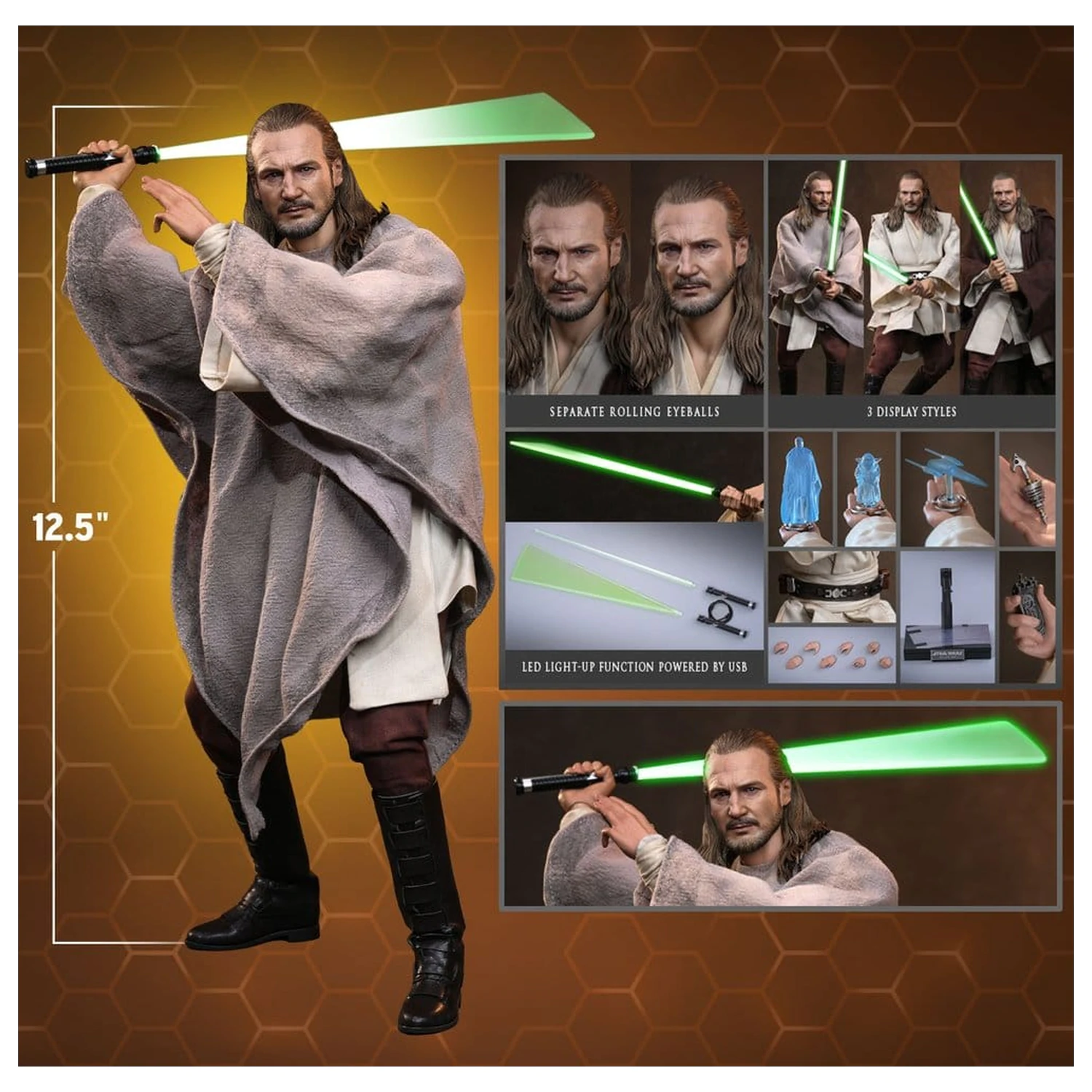 Star Wars Movie Masterpiece Actionfigur 1/6 Qui-Gon Jinn (Collector Edition) 32 cm Produktfoto