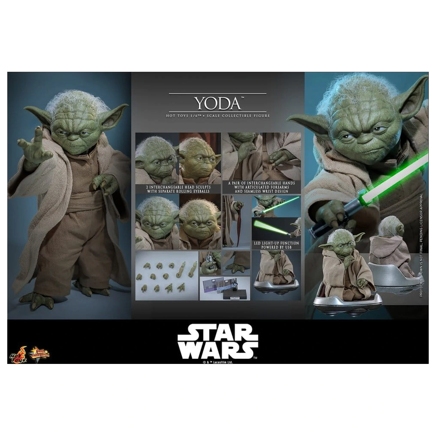 Star Wars: Revenge of the Sith Film Meisterwerk Action-Figur 1/6 Yoda 14 cm Produktfoto