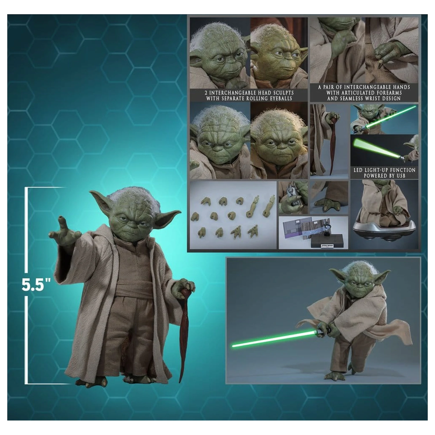 Star Wars: Revenge of the Sith Film Meisterwerk Action-Figur 1/6 Yoda 14 cm Produktfoto