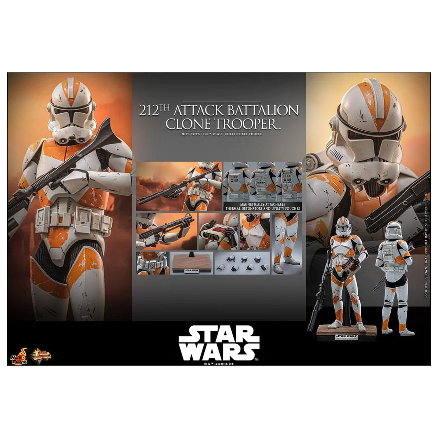 Star Wars: The Clone Wars Actionfigur 1/6 212th Attack Battalion Clone Trooper 30 cm Produktfoto