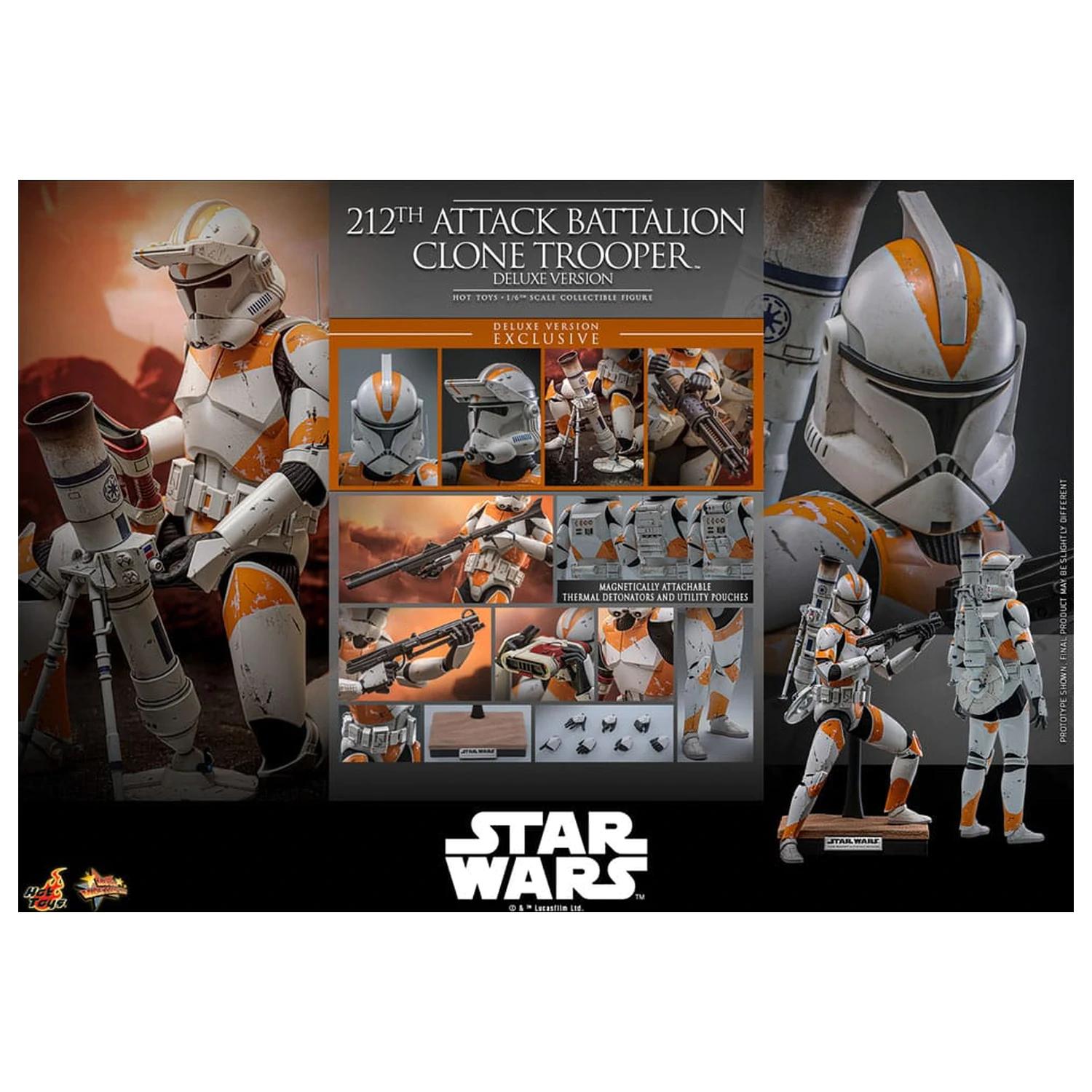 Star Wars: The Clone Wars Actionfigur 1/6 212th Attack Battalion Clone Trooper Deluxe Version 30 cm Produktfoto