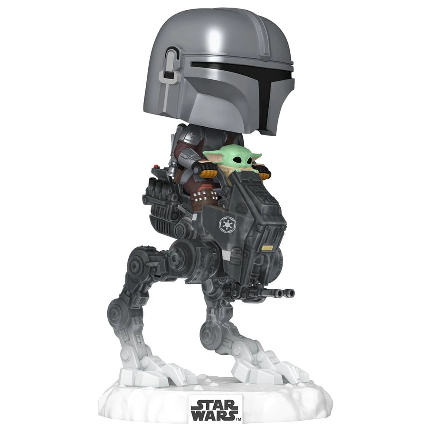 Star Wars: The Mandalorian and Grogu Funko POP! Rides Deluxe Vinyl Wackelkopffigur The Mandalorian with Grogu in Imperial Remnant AT-RT Produktfoto