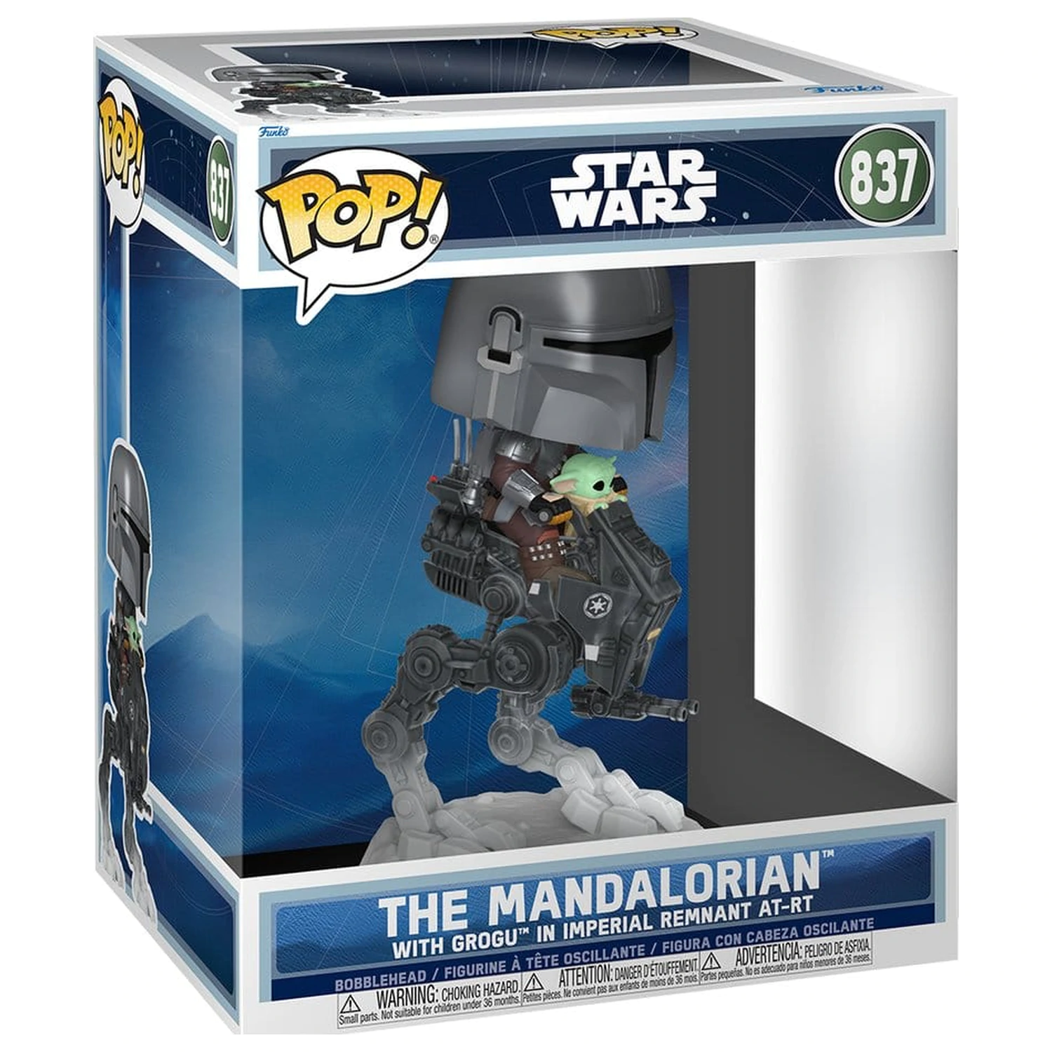 Star Wars: The Mandalorian and Grogu Funko POP! Rides Deluxe Vinyl Wackelkopffigur The Mandalorian with Grogu in Imperial Remnant AT-RT Produktfoto