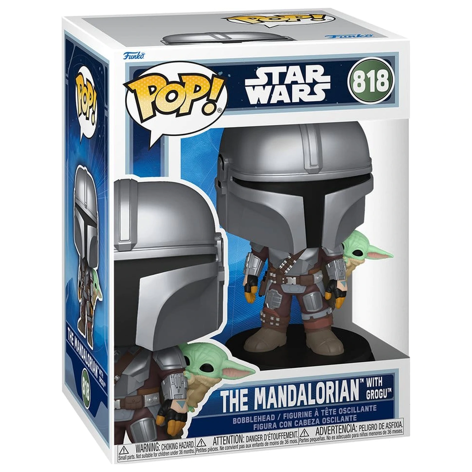 Star Wars: The Mandalorian and Grogu Funko POP! Vinyl Wackelkopf Figur The Mandalorian with Grogu 9 cm Produktfoto