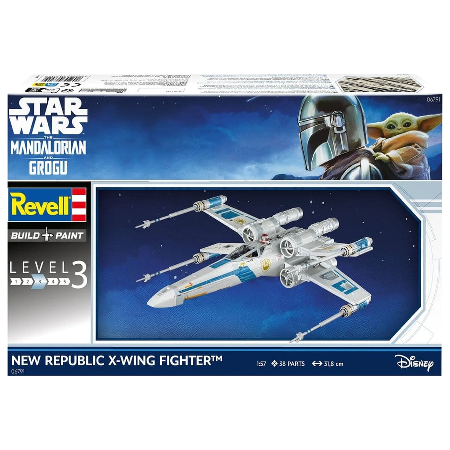 Star Wars The Mandalorian and Grogu Revell Modellbausatz 1/57 New Republic X-Wing Fighter 22 cm Produktfoto