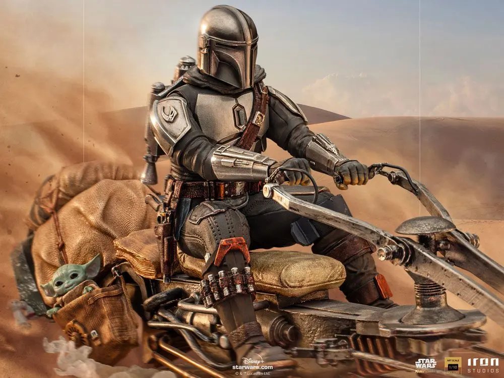 Star Wars The Mandalorian Deluxe Art Scale Statue 1/10 Mandalorian on Speederbike 18 cm Produktfoto
