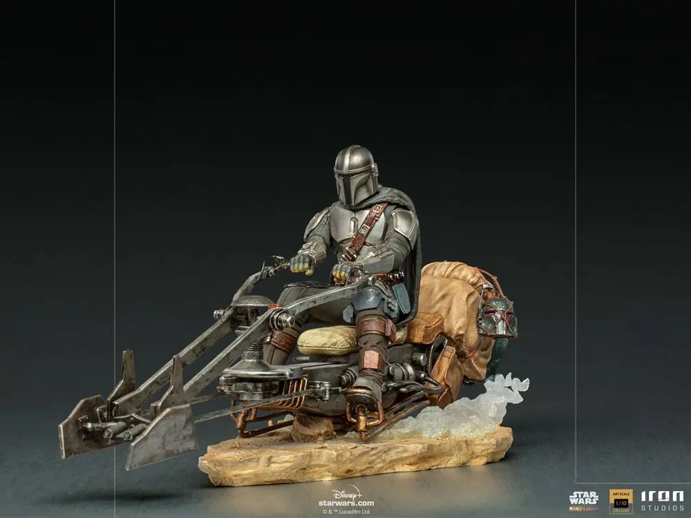 Star Wars The Mandalorian Deluxe Art Scale Statue 1/10 Mandalorian on Speederbike 18 cm Produktfoto