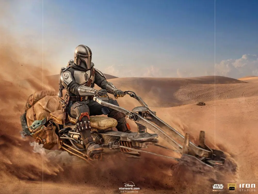 Star Wars The Mandalorian Deluxe Art Scale Statue 1/10 Mandalorian on Speederbike 18 cm Produktfoto