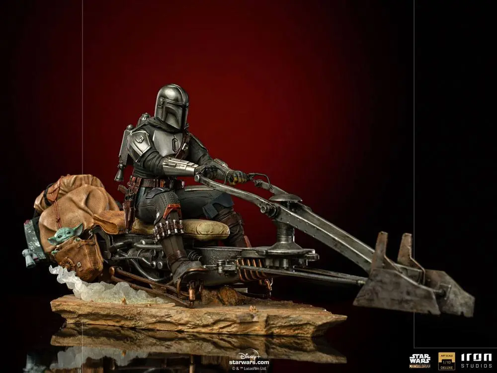 Star Wars The Mandalorian Deluxe Art Scale Statue 1/10 Mandalorian on Speederbike 18 cm Produktfoto