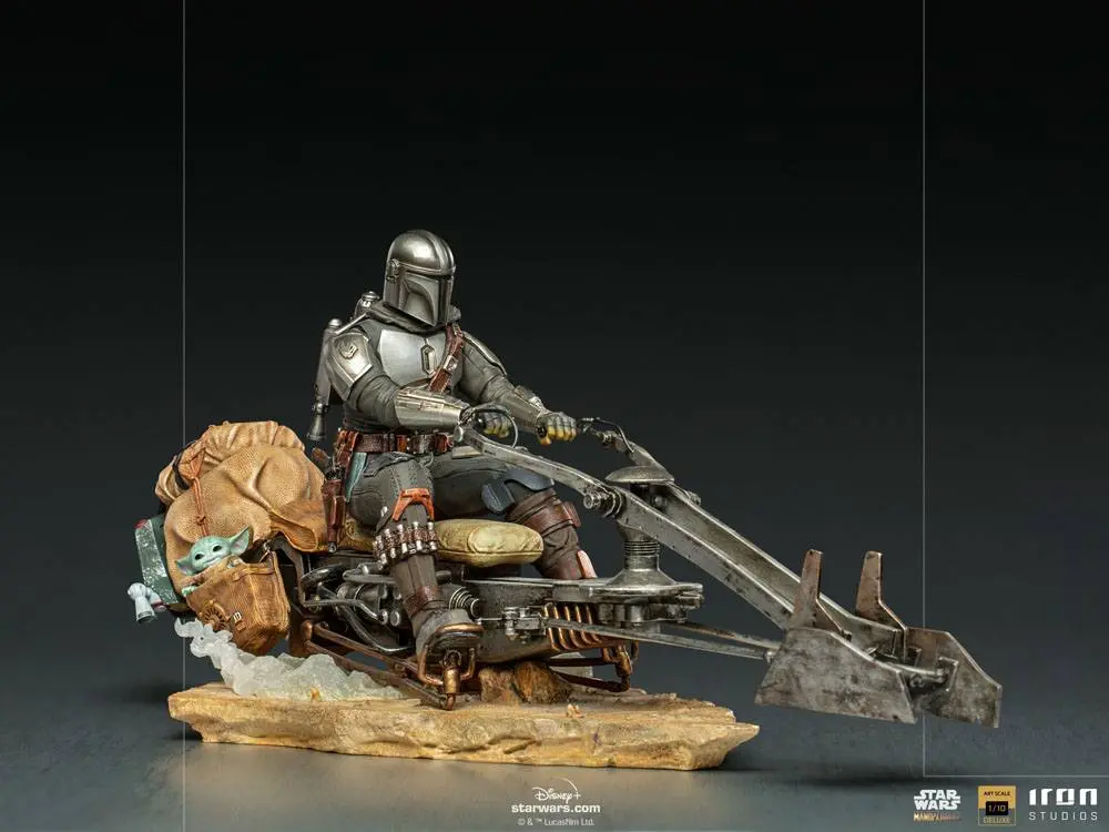 Star Wars The Mandalorian Deluxe Art Scale Statue 1/10 Mandalorian on Speederbike 18 cm Produktfoto